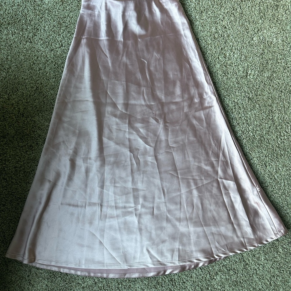 Zeagoo Silver High-Low A-Line Maxi Skirt